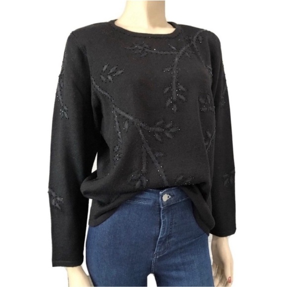 ALFRED DUNNER black sweater with embroidery size:S - Picture 1 of 14